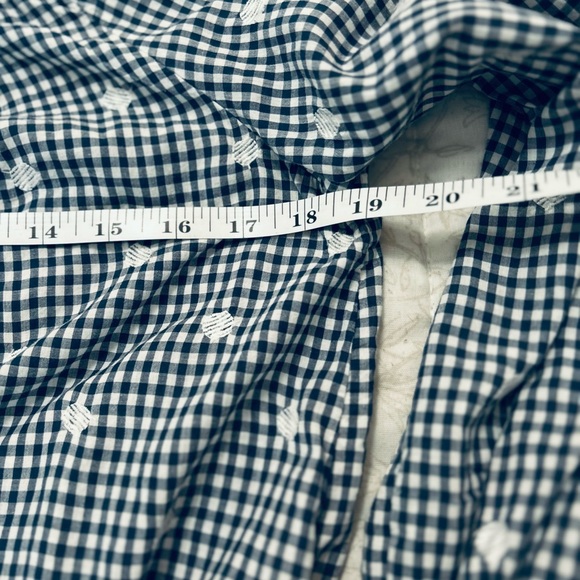 Madewell Blue/White Gingham Checked Blouse  White Embroidered Circles L/S XXS - Picture 5 of 7